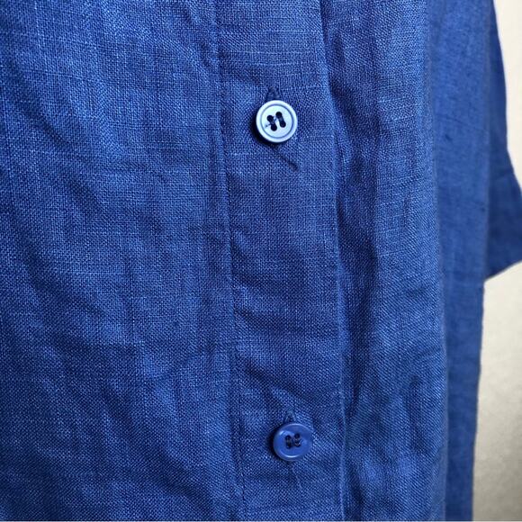 Zyga Lin'n Laundry bright blue linen button down top size FR 42 or US Large - Picture 4 of 14